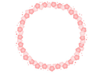 梅の花の円形フレームイラスト 