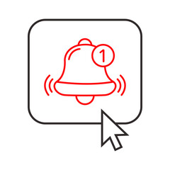 Subscribe button for video service. Subscription icon with bells.