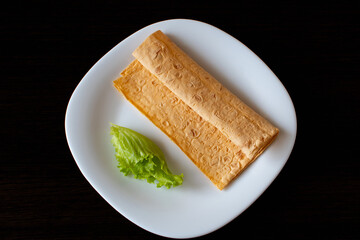 Healthy vegetarian food, lettuce and flatbread