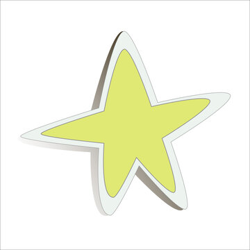Glossy golden three star sticker icon. sticker of a cute cartoon gold star