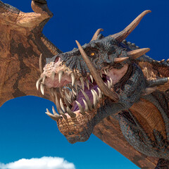 dragon on desert after rain close up view