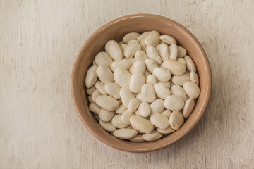 Top view of raw white beans