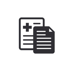 Fototapeta premium Medical card. Medical insurance. Medical record. Medical diagnosis. Add file. Profile icon. Document icon. Paper icon. Personal document. Identification card. Copy document. Id card. Medicine chest.