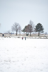 People walking on frozen lake erie near cleveland ohio