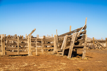 An old cattle corral in the desert of Arizona.