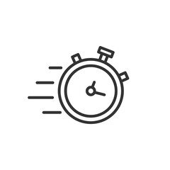 Quick time icon. Fast deadline. Rapid line symbol on white background. Vector.