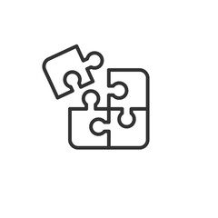 Puzzle pieces. Outline vector icon.