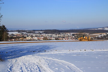 Blick auf den Ort Weissach im Heckengäu im Winter
