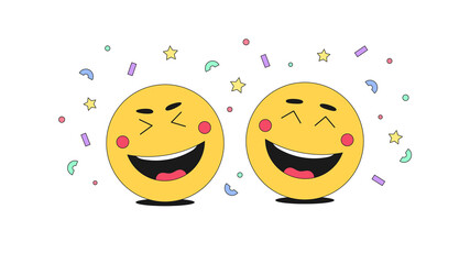 Fun, gladness and humor with comic Emoji character. Cartoon laughing emoticons