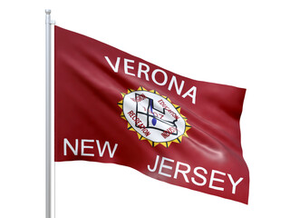 Aberdeen (city in Washington state) flag waving on white background, close up, isolated. 3D render