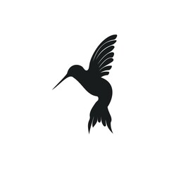 Silhouette Humming bird logo Design