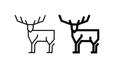 elk line art vector illustration isolated on white background. minimal outline icon for simple animal logo concept.