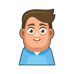 Cute overweight Boy Avatar Character. Young Man Cartoon Style Userpic Icon
