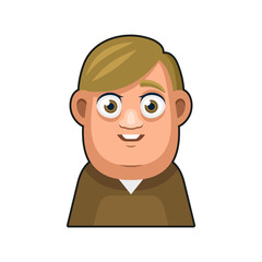 Cute overweight Boy Avatar Character. Young Man Cartoon Style Userpic Icon