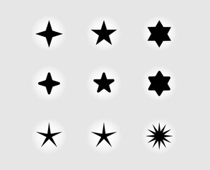 set of various Star shape icons vector 