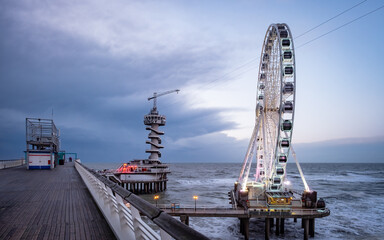 Popular Ferris wheel on the pier of Scheveningen, The Hague.