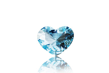 macro stone mineral faceted aquamarine on a white background