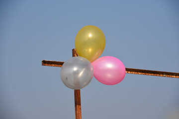balloons tied up as party decoration