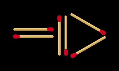 Set of unused matchsticks in different positions vector icon isolated on black background.