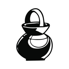 Jug. Single element. Copper vessel for water and liquids. Elegant, traditional, for a healthy lifestyle. Doodle, sketch, icon, vector. For design, prints, logos. Hand-drawn. On a white background.