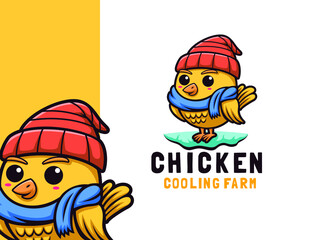 Cartoon cute Chicken character mascot logo design