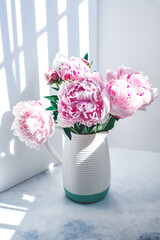 Pink Peonies on Table