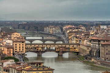 Fototapeta na wymiar Panoramic view of the Ponte Vecchio in Florence