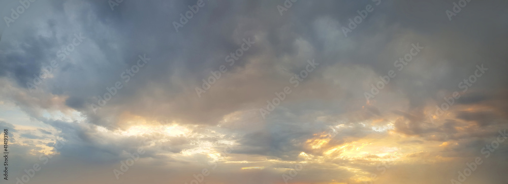 Wall mural sunset with clouds, panorama background