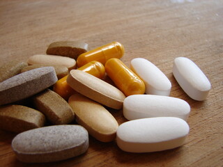 vitamin and supplements, pills, close up