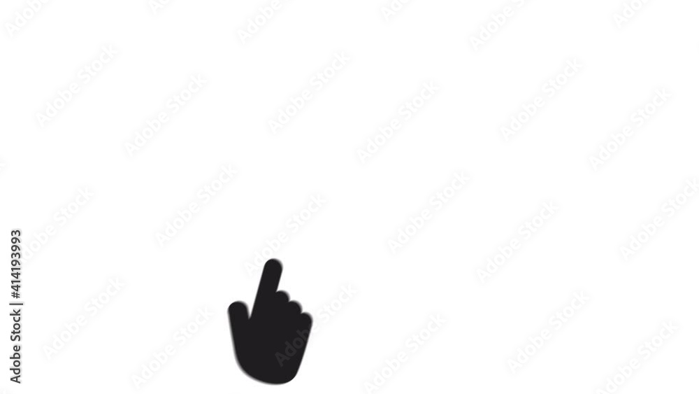 Poster Hand cursor Clicking. Finger touch the screen. Computer mouse click gesture. Animated icon technology and internet on white screen background. Chroma key.