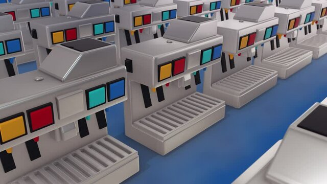 Multiple Soda Machines In a row 4k. High quality 4k footage