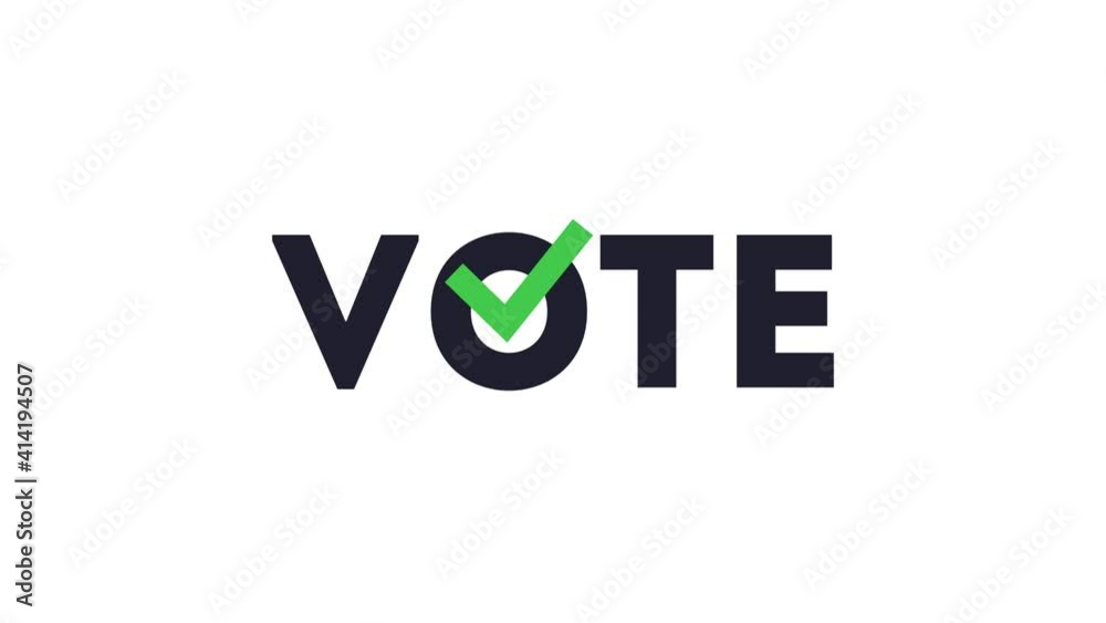 Poster vote text animation with checkbox, us election concept, black, green colors