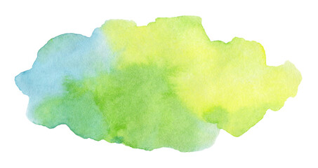 Abstract watercolor blue green yellow brush stroke with stains