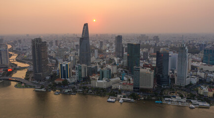 Obraz premium Royalty high quality free stock image aerial view of Ho Chi Minh city, Vietnam