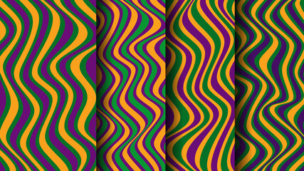 Vector Background with Mardi Gras stripes. Undulating Pattern © svetenergy