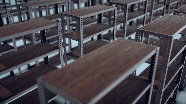 Industrial Shelfs in a row 4k. High quality 4k footage