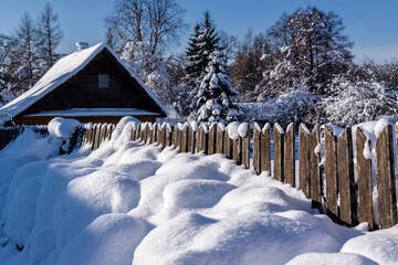  Mroźna i śnieżna zima na podlaskiej wsi, Podlasie, Polska