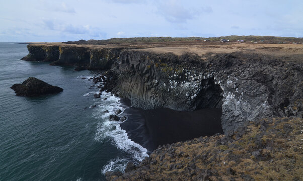 Seascape of Arnarstapi on Snaefellsnes Peninsula in Iceland