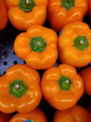 close-up of orange bell peppers