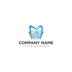 Dental Clinic Logo Tooth abstract design vector template Linear style. Dentist stomatology medical doctor Logotype concept icon.