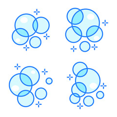 Set of Bubbles icon. Soap foam, fizzy drink, oxygen bubble pictogram pack symbol template for graphic and web design collection logo vector illustration