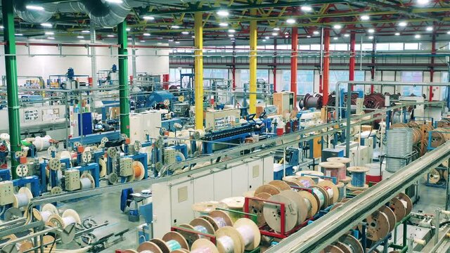 Top view of a large cable manufacturing plant