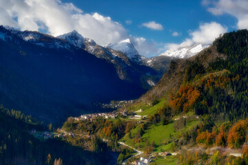 Alps, Dolomites, Italy, view of a small village near Capriolli	