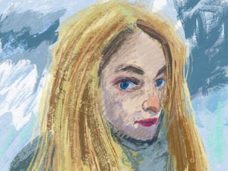woman digital painting art illustration