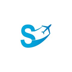 Letter S with plane logo icon design vector illustration