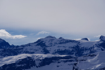 Naklejka na ściany i meble Panoramic landscape from Swiss ski resort Hoch-Ybrig, Switzerland.