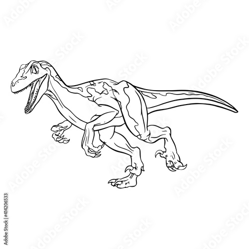 Velociraptor Dinosaur Cartoon Linear Sketch For Coloring Book Isolated On White Background Vector Clipart Wall Mural Server Velociraptor Dinosaur Cartoon Linear Sketch For Coloring Book Isolated On White Background Vector Clipart Wall Mural Server