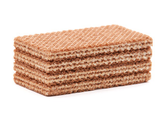 Cocoa wafers with vanilla cream filling isolated on white