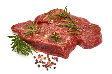 Raw Veal meat, isolated on white background