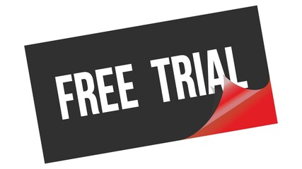 FREE  TRIAL text on black red sticker stamp.
